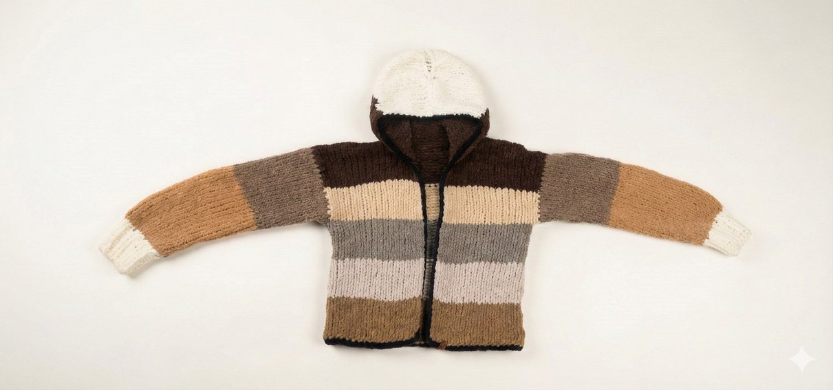 ÖzelTasarım El Örgüsü Kadife Bayan Hırka - Görsel 3