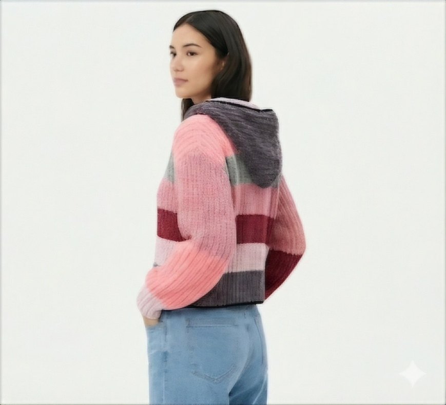 Özel Tasarım El Örgüsü Kadife Bayan Hırk - Görsel 4