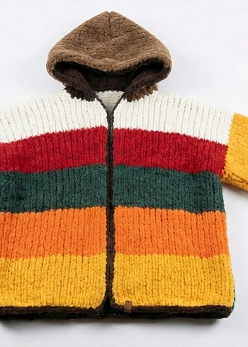 El Örgüsü Kadife İp kapşonlu Bayan Hırka - Görsel 3