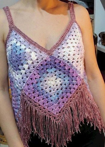 El Örgüsü Mor Püsküllü Bohem Büstiyer - Görsel 3