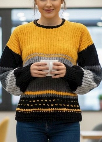 Sıcacık Tutan Kadife Örgü Kazak - Görsel 2