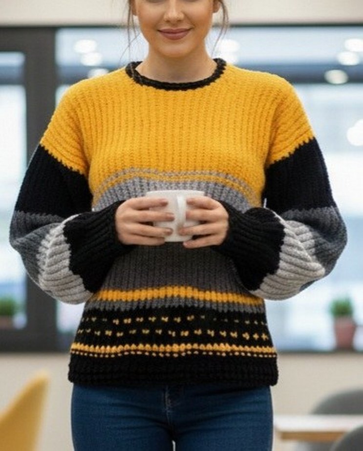 Sıcacık Tutan Kadife Örgü Kazak - Görsel 2