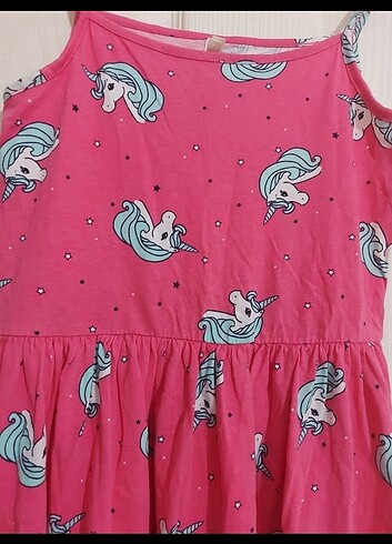 9 Yaş Beden pembe Renk Unicornlu elbise