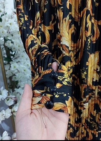 xl Beden Piliseli versace model elbise