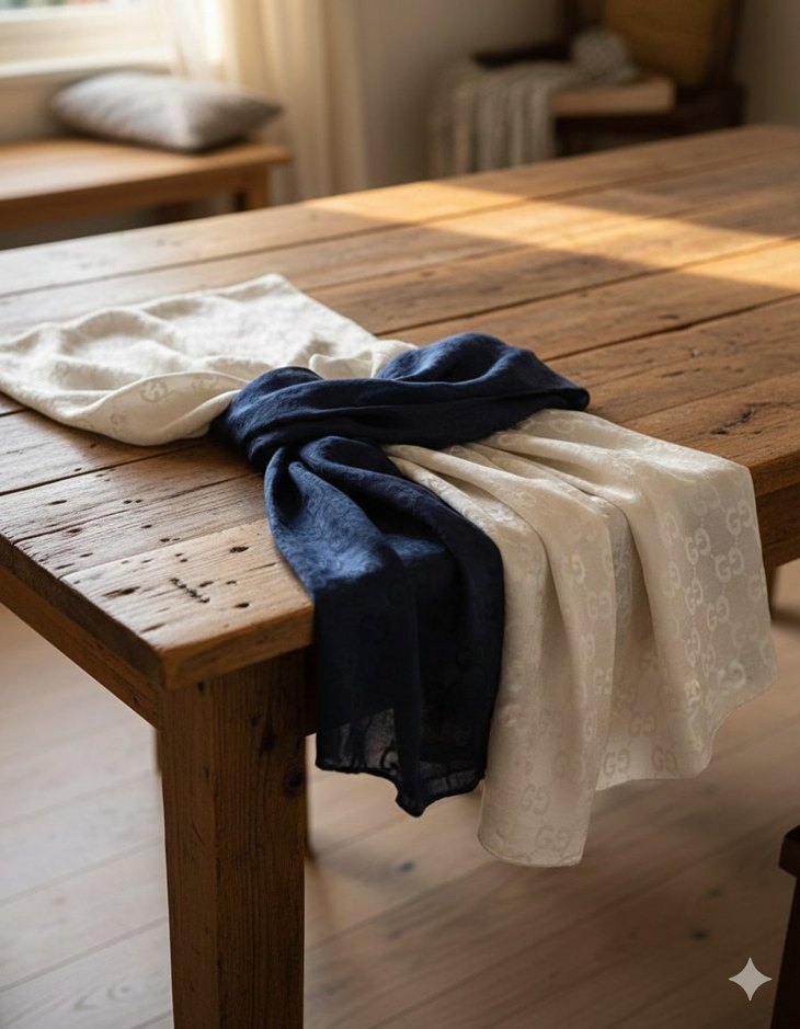 Beyaz Drapeli Kadın Şal - Görsel 2