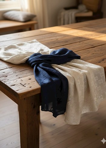 Beyaz jakarlı Kadın Şal - Görsel 2