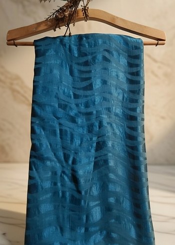 Kadın Mavi Bohem Drapeli Şal - Görsel 2