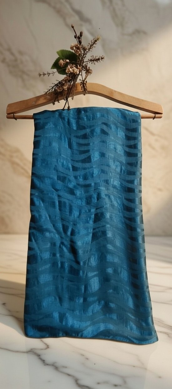 Kadın Mavi Bohem Drapeli Şal - Görsel 2