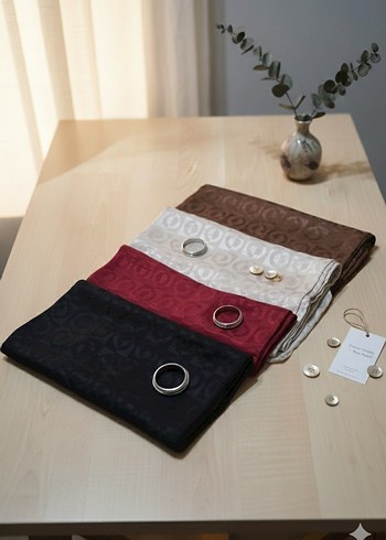 Drapeli Kadın Kahverengi Gri Saten Şal - Görsel 2