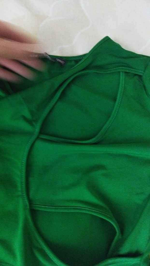 Yeşil Uzun Kollu Crop Top - Görsel 4