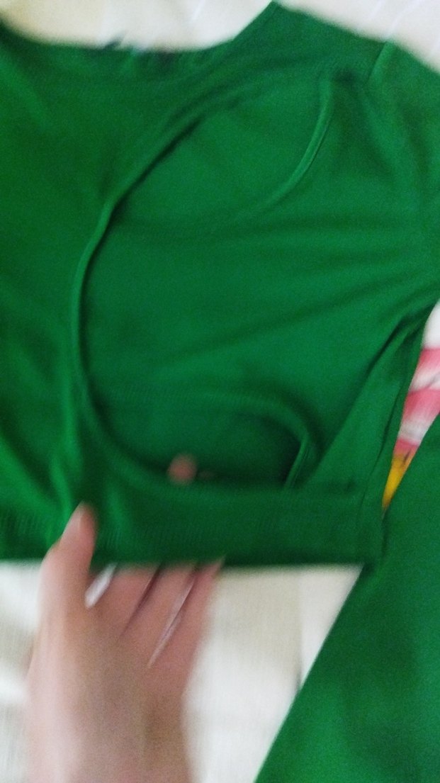 Yeşil Uzun Kollu Crop Top - Görsel 3