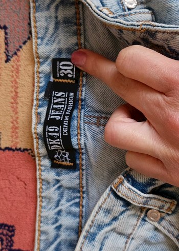 Kadın Mavi Bol Kesim Yırtık Denim Pantolon - Görsel 4