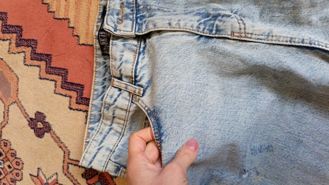 Kadın Mavi Bol Kesim Yırtık Denim Pantolon - Görsel 5