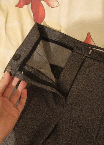 Gri Kadın Kumaş Pantolon, Fermuarlı, Ofis Şıklığı - Görsel 4