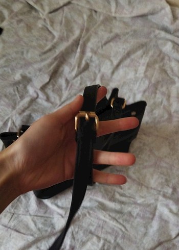 Siyah Deri Tokalı Kadın Çanta - Görsel 5