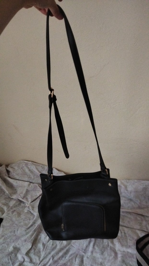 Siyah Deri Tokalı Kadın Çanta - Görsel 4