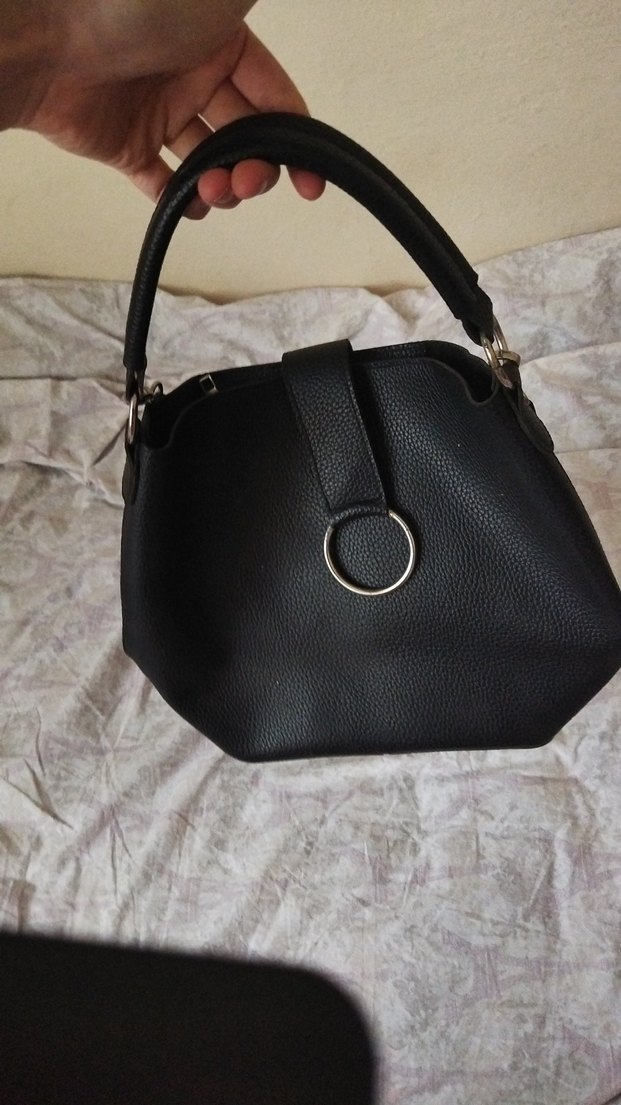 Siyah Deri Kadın Omuz Çantası - Görsel 4