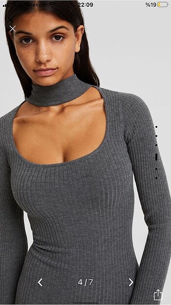 xs Beden gri Renk Bershka elbise