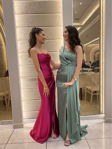 Alfabeta Pembe saten elbise
