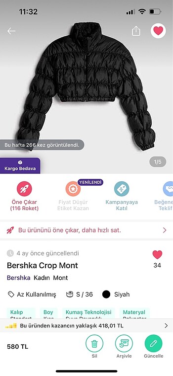Bershka Crop Mont