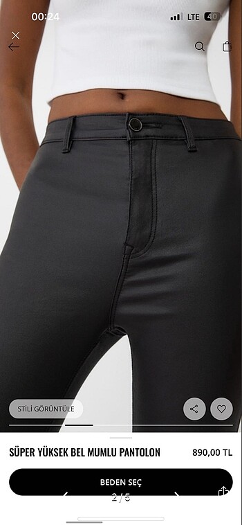 Stradivarius stradivarius yüksek bel mumlu pantolon