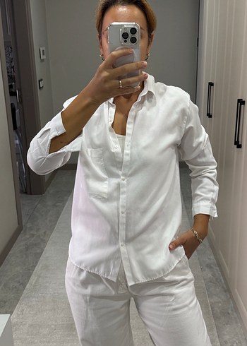 Beyaz Regular Fit Kadın Gömlek