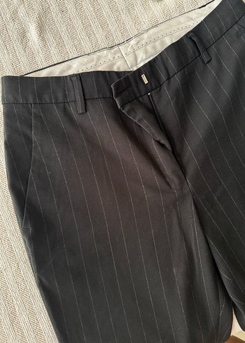 Lacivert çizgili Normal Kesim Kadın Kumaş Pantolon