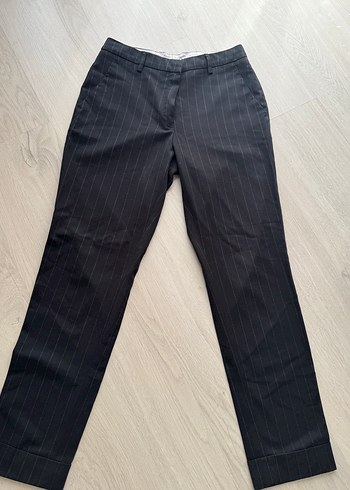 Mango Lacivert çizgili Normal Kesim Kadın Kumaş Pantolon