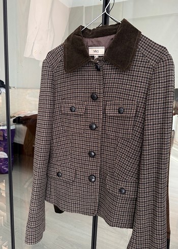 38 Beden Düğmeli Kahverengi Kadın Blazer Ceket