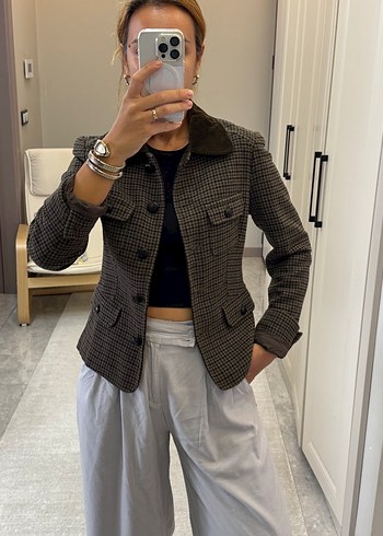 Düğmeli Kahverengi Kadın Blazer Ceket