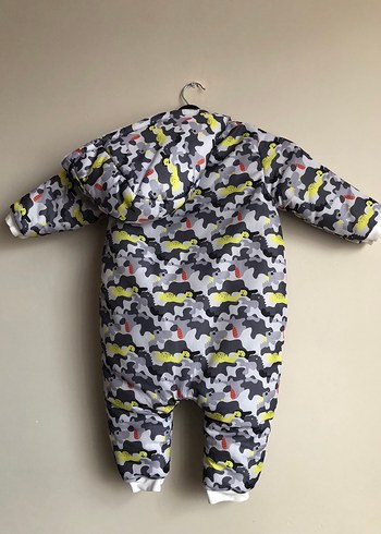 Gri Baskılı Bebek Kayak Tulumu Fermuarlı - Görsel 2