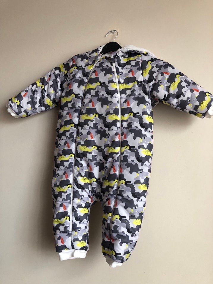 Gri Baskılı Bebek Kayak Tulumu Fermuarlı - Görsel 3