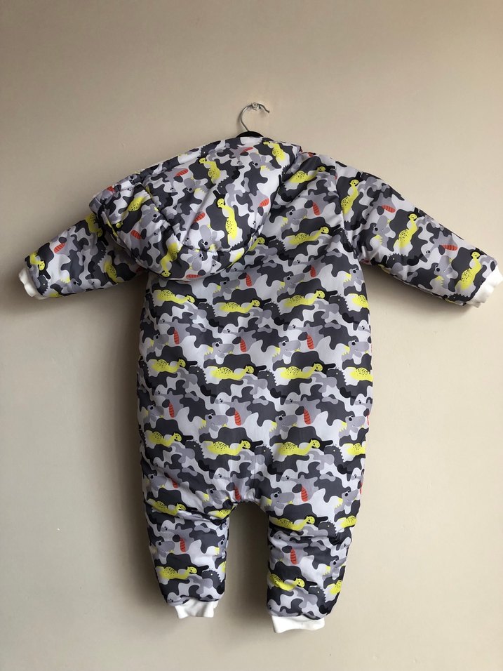 Gri Baskılı Bebek Kayak Tulumu Fermuarlı - Görsel 2