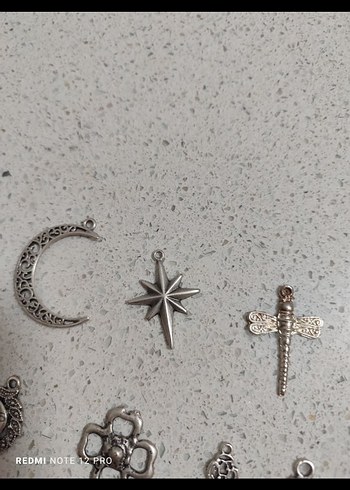 Gri Bohem İşlemeli Boncuklu Kadın Charm Seti - Görsel 2