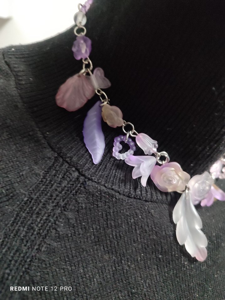 Bohem Mor Boncuklu Çiçekli Kolye - Görsel 3