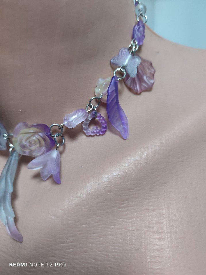Bohem Mor Boncuklu Çiçekli Kolye - Görsel 5