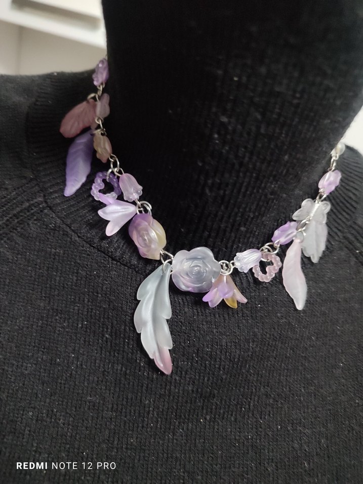 Bohem Mor Boncuklu Çiçekli Kolye - Görsel 2