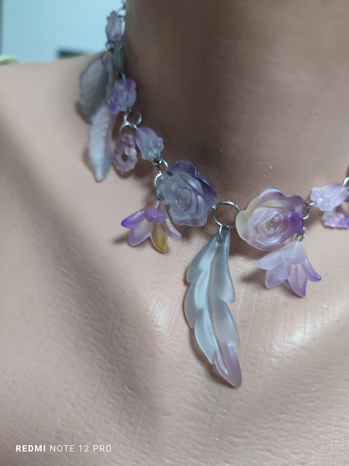 Bohem Mor Boncuklu Çiçekli Kolye - Görsel 4