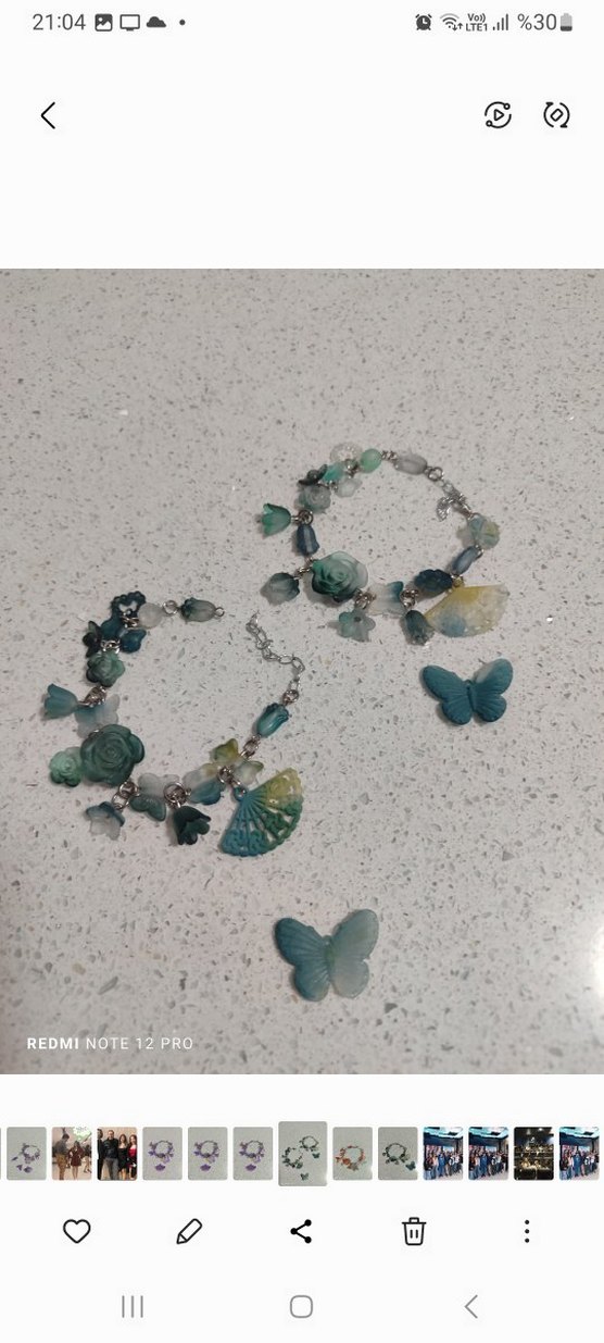 Mor Boncuklu Bohem Çiçekli Bileklik - Görsel 4