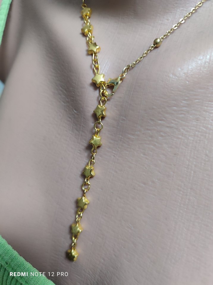 çelik zincirli yıldız y kolye - Görsel 3