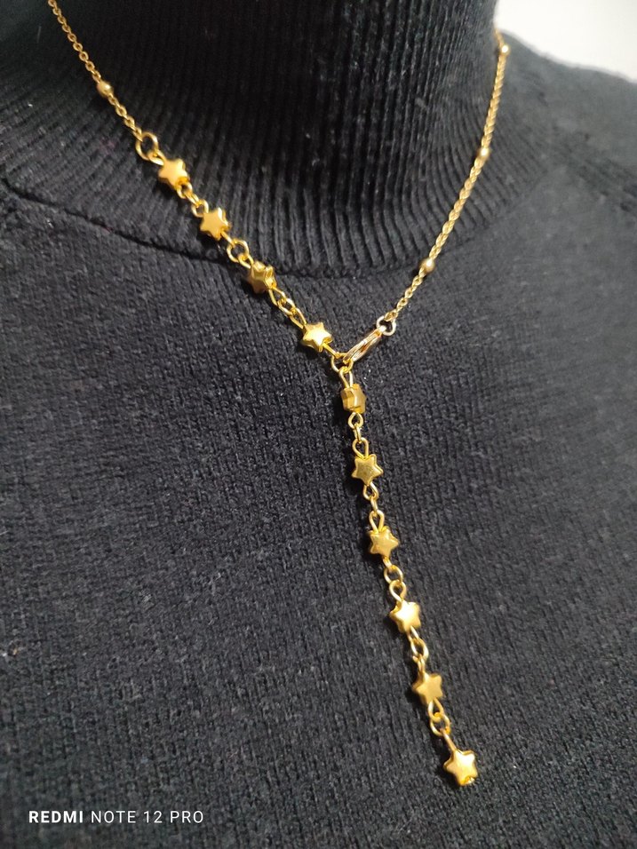 çelik zincirli yıldız y kolye - Görsel 5