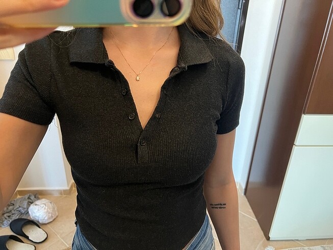 Koton Antrasit triko crop