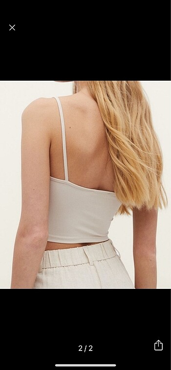 Stradivarius Stradivarius ince askılı ekru crop üst