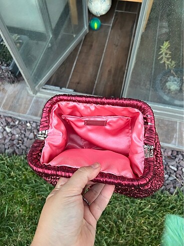 Beden deri örgü clutch