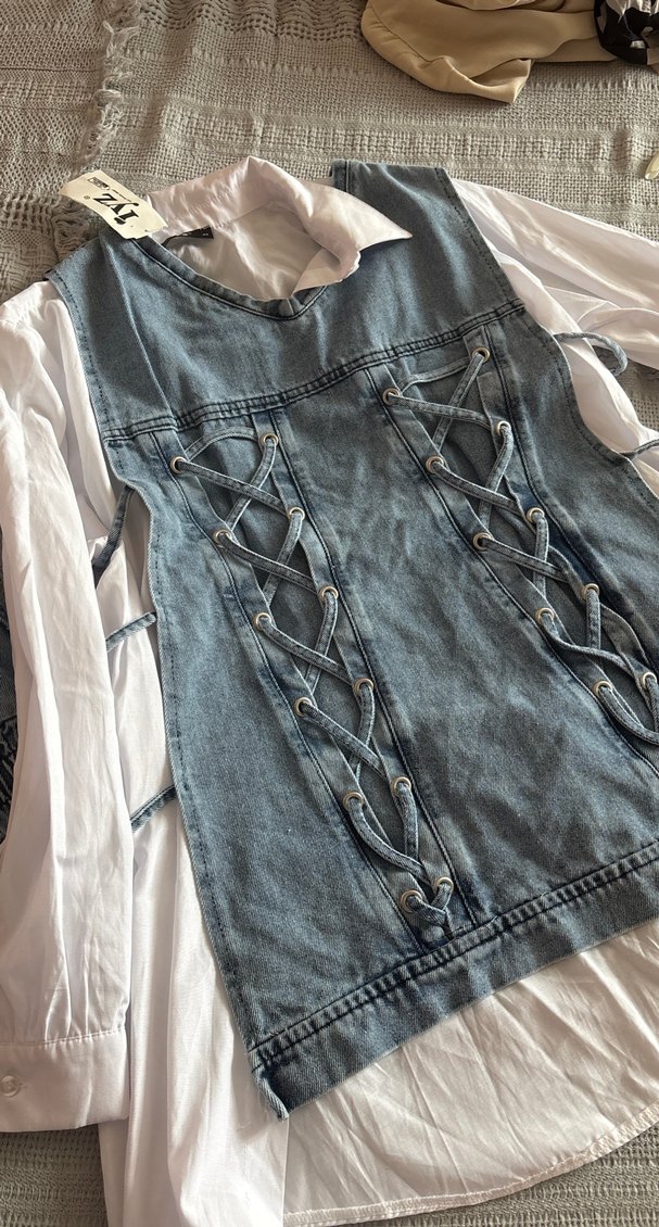 Gri Mini Strappy Kot Ceket - Görsel 3