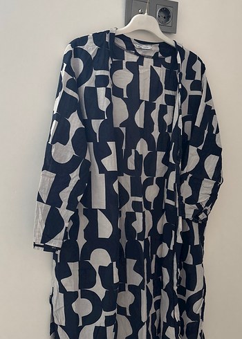 Baskılı Siyah Gri Uzun Kollu Uzun Kimono - Görsel 2