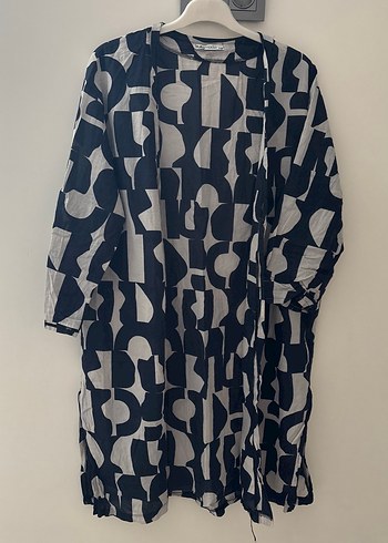 Baskılı Siyah Gri Uzun Kollu Uzun Kimono - Ana görsel