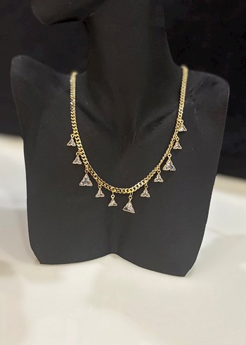 Zincir Detaylı Mini Yılan Desenli Altın Kolye - Görsel 2