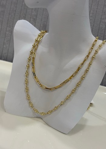 Zincir Detaylı Mini Yılan Desenli Altın Kolye - Görsel 3