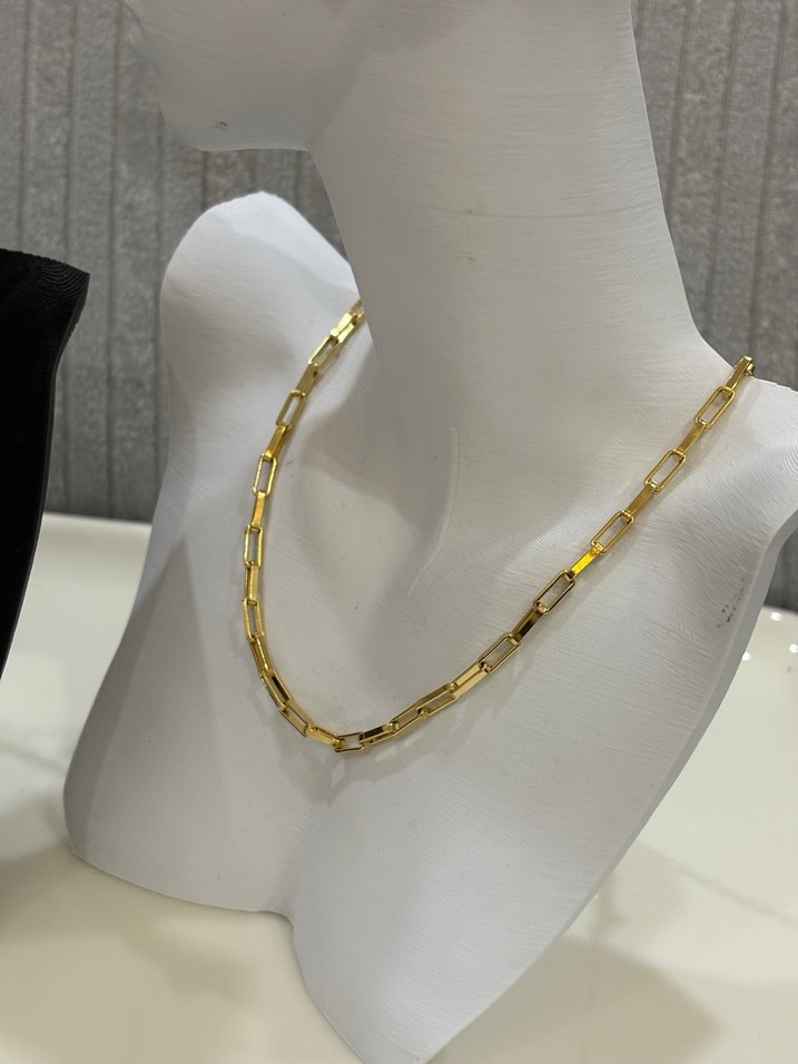 Zincir Detaylı Mini Yılan Desenli Altın Kolye - Görsel 5